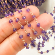 Amethyst Rose Gold Plated 925 Sterling Silver Wire Chain